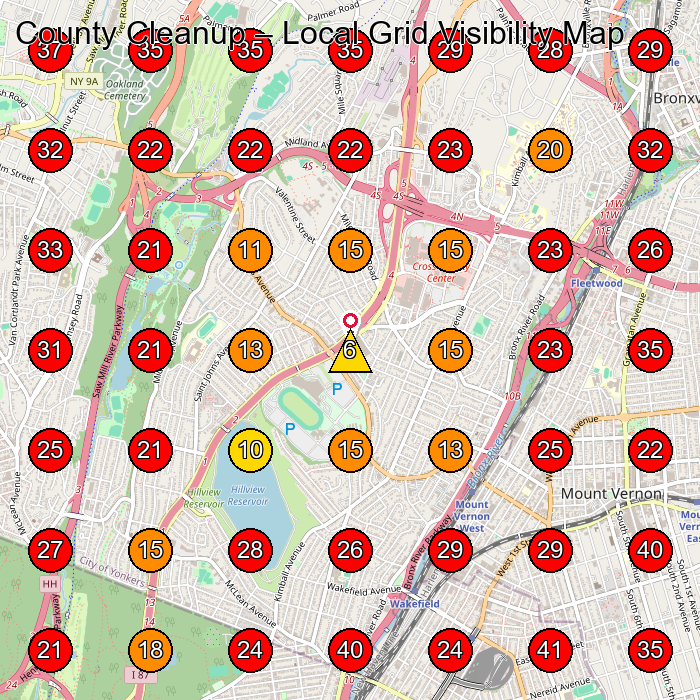 County Cleanup GeoGrid visibility map for Commercial Cleaning Service in Scarsdale
